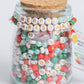 Happy Face Santa Metallic Gold Letter DIY Bead Jar