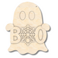 Unfinished Wood Ghost Holding Boo Door Sign Kit | Wood Craft Cutouts | 1/4" Thick |
