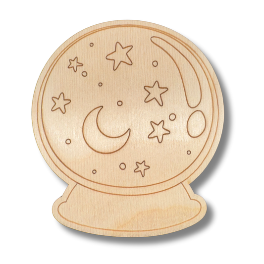 Unfinished Wood Etched Crystal Ball Shape | Paint By Line Crafts | up to 30" DIY