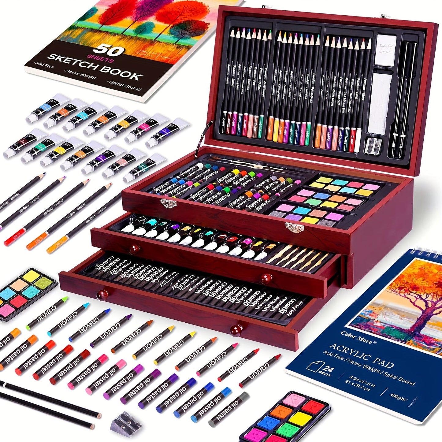 175-Piece Deluxe Art Set – Crayons, Colored Pencils & Acrylics