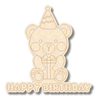 Unfinished Wood Etched Birthday Bear with Gift Shape | Paint By Line Crafts | up to 30" DIY