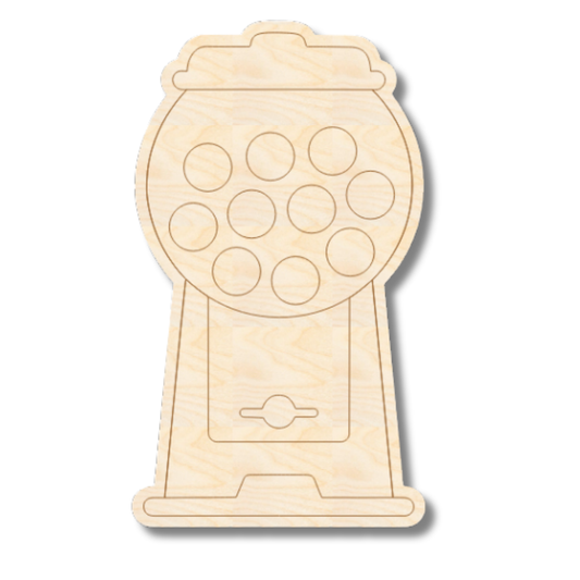 Unfinished Wood Etched Gumball Machine Shape | Paint By Line Crafts | up to 30" DIY