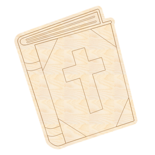 Unfinished Wood Etched Religious Book Shape | Paint By Line Crafts | up to 30" DIY
