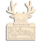 Unfinished Wood Welcome Reindeer Door Sign Kit | Wood Craft Cutouts | 1/4" Thick |