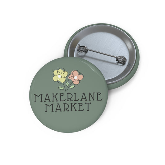 Makerlane Market Floral Logo Pin Button  - 3 Sizes