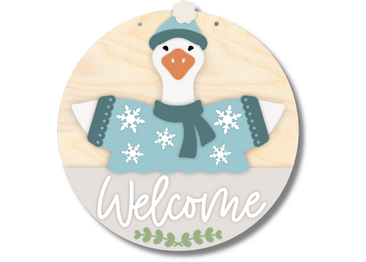Unfinished Wood Welcome Goose Door Sign Kit | Wood Craft Cutouts | 1/4" Thick |