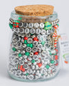 Merry Christmas Candy Cane Metallic Silver Letter DIY Bead Jar