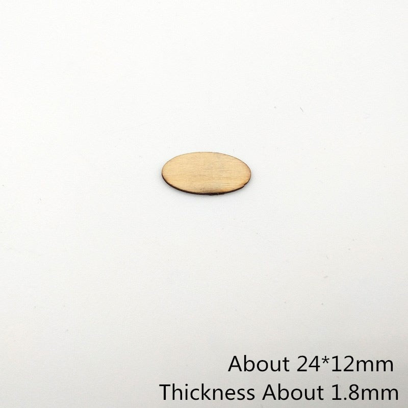 100pcs Elliptic Wooden Chips – DIY Crafts & Scrapbooking Embellishments