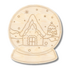 Unfinished Wood Etched Snowy House Snowglobe Shape | Paint By Line Crafts | up to 30" DIY