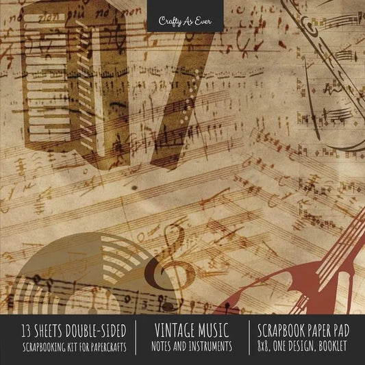 Vintage Music Scrapbook Paper Pad 8x8 Decorative Scrapbooking Kit for Cardmaking Gifts, DIY Crafts, Printmaking, Papercrafts, Notes Instruments, Desig - Paperback