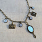 Antique Gold Mirror, Shoe, Purse and Journal 4pc Vintage Charms Set