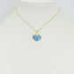 White Blue Enamel  CZ Clam Shell Charm Pendant, Sku#A515