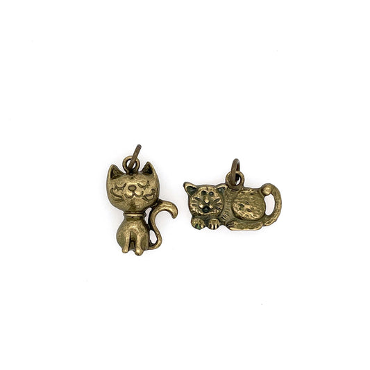 Ox Brass Cat Charms 9pc
