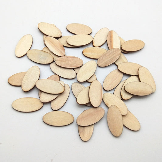 100pcs Elliptic Wooden Chips – DIY Crafts & Scrapbooking Embellishments
