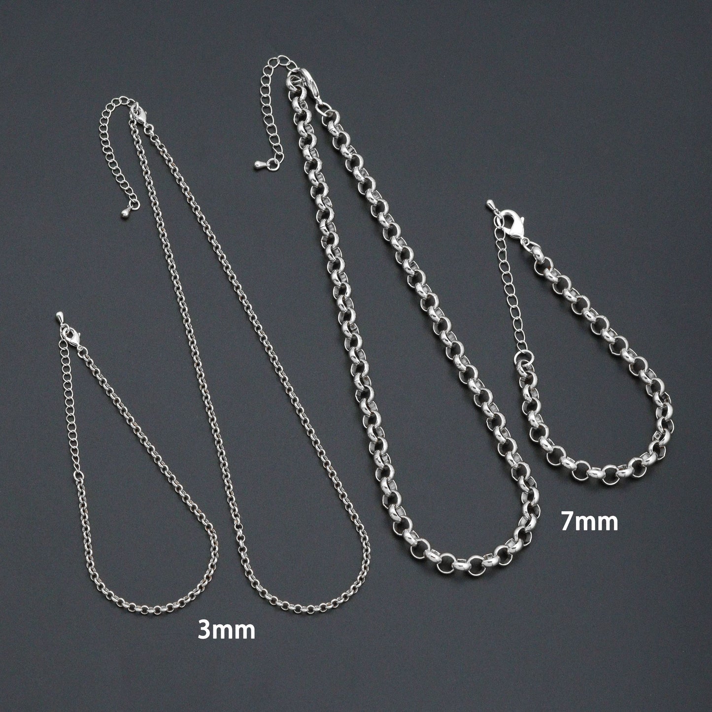 Rolo Link Chain Necklace Bracelet, Charm bar necklace bracelet, sku#EF793