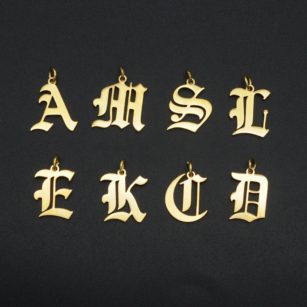 316 Stainless Steel Old English Letter Charms | DIY Alphabet Jewelry Findings for Bracelets and Necklaces