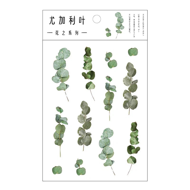 Yoofun Daisy Clover Babysbreath Fern Transparent PET Stickers | Floral Plant Sticker Set for Scrapbooking and DIY Crafts