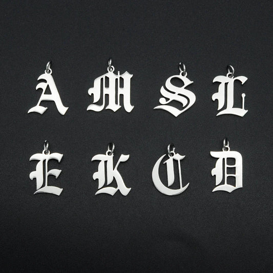 316 Stainless Steel Old English Letter Charms | DIY Alphabet Jewelry Findings for Bracelets and Necklaces