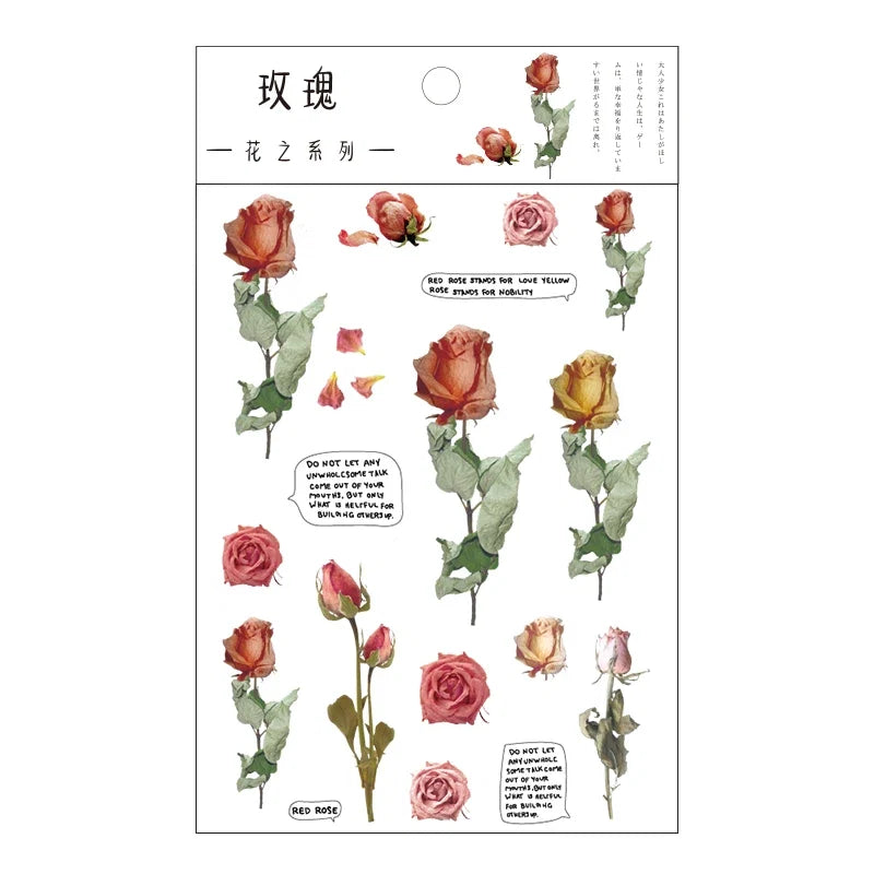 Yoofun Daisy Clover Babysbreath Fern Transparent PET Stickers | Floral Plant Sticker Set for Scrapbooking and DIY Crafts