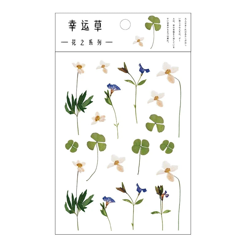 Yoofun Daisy Clover Babysbreath Fern Transparent PET Stickers | Floral Plant Sticker Set for Scrapbooking and DIY Crafts