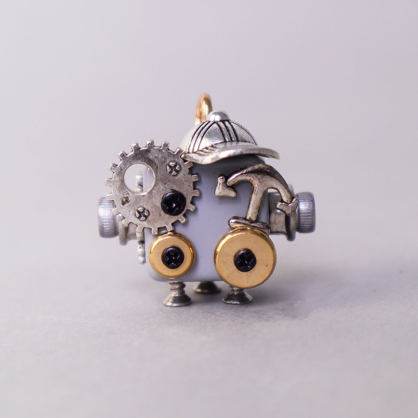 Handcrafted Wooden Bot Necklace, Keychain, or Mini Decor