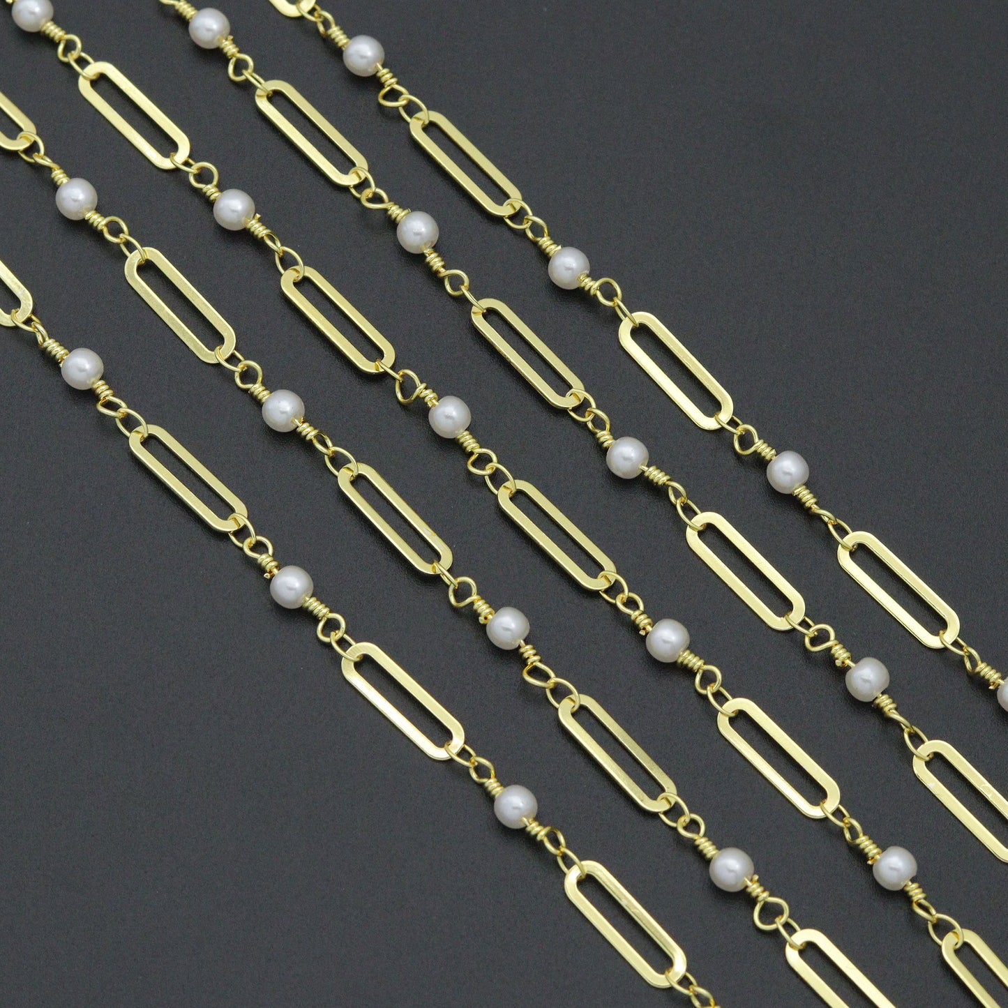 Wholesale Pearl Paperclip chain by Yard, HX22