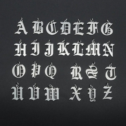 316 Stainless Steel Old English Letter Charms | DIY Alphabet Jewelry Findings for Bracelets and Necklaces