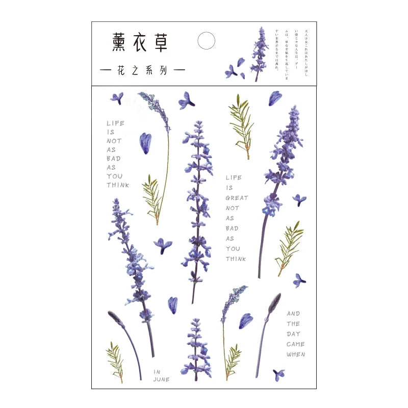 Yoofun Daisy Clover Babysbreath Fern Transparent PET Stickers | Floral Plant Sticker Set for Scrapbooking and DIY Crafts