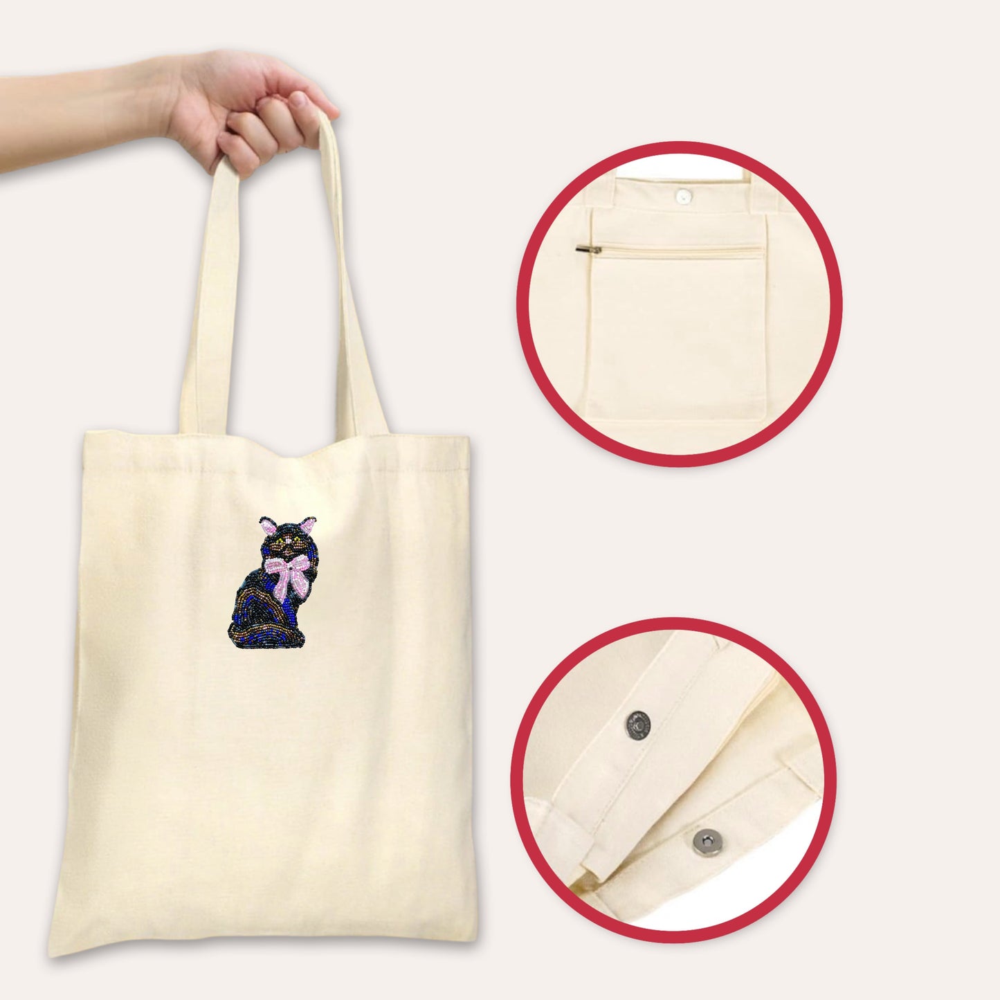 Black Cat With Bow Beaded Art Kit