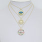 Colorful CZ Peace Sign Evil Eye Knot Connector Diamond Wheel Pendant charm, Sku#LK1280