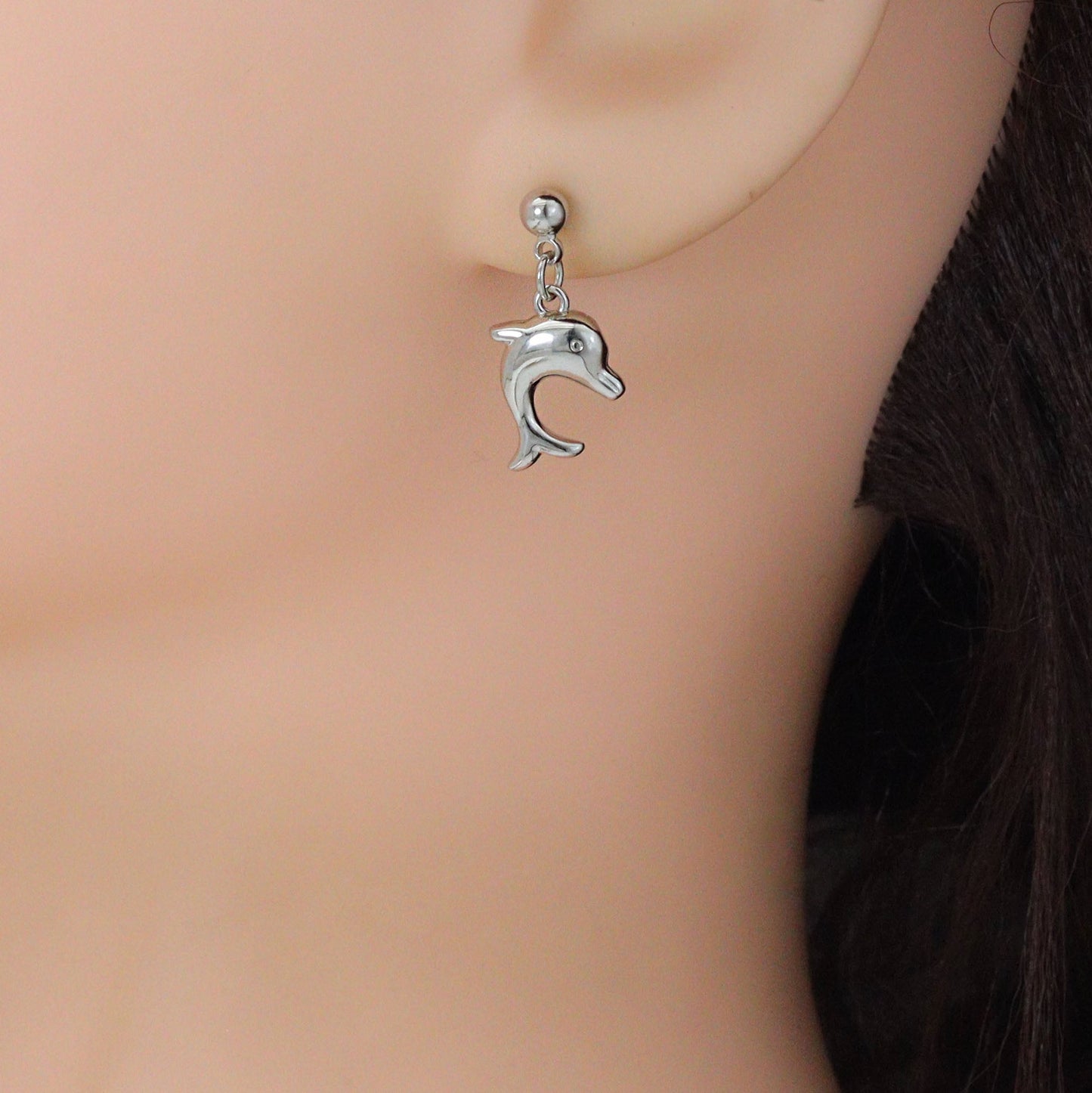 Gold SilverBall Shape Stud Earrings with loop, Sku#A513