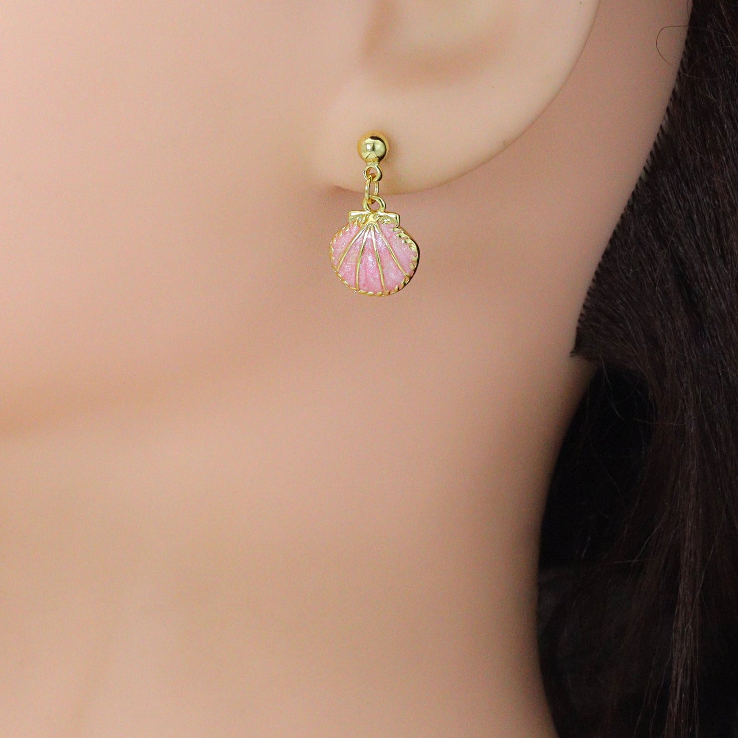 Gold SilverBall Shape Stud Earrings with loop, Sku#A513