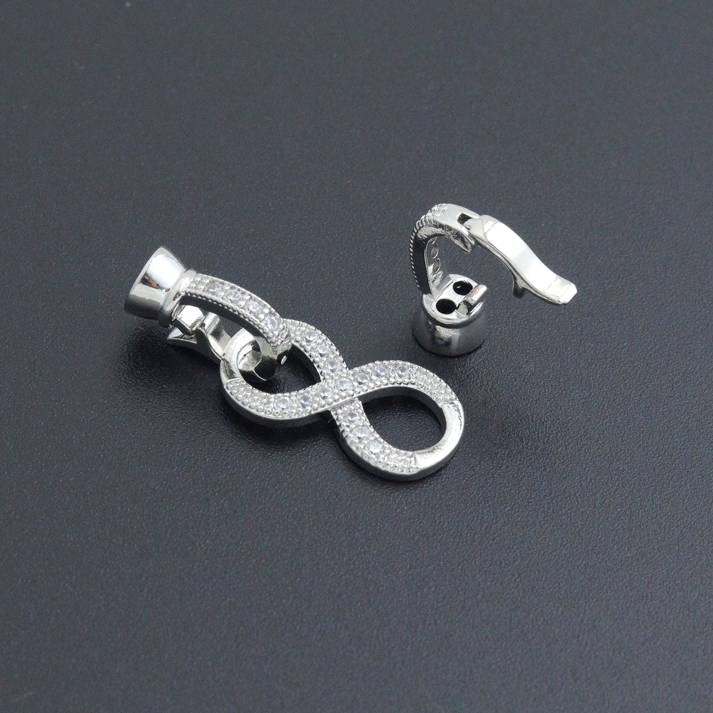 Silver Clear CZ Infinity clasp, Sku#LX877