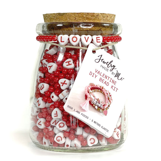 Valentine Red & White LOVE Bead Jar