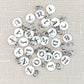 Silver Round White with Black Letters Alphabet Charms 26pc Set