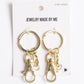 Gold Classic Key Rings with Lobster Clasp 2pc Set