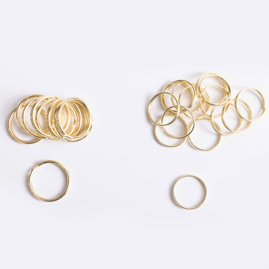 Gold Tone Split Rings, Two Sizes, Pack of 25
