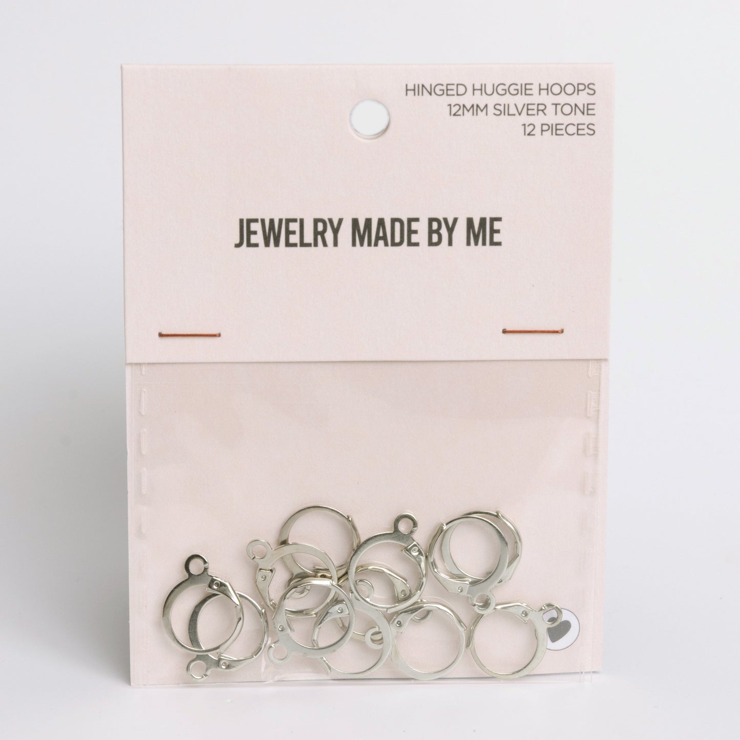 12mm Small Hinged Silver Huggie Hoops Findings 12 Pack