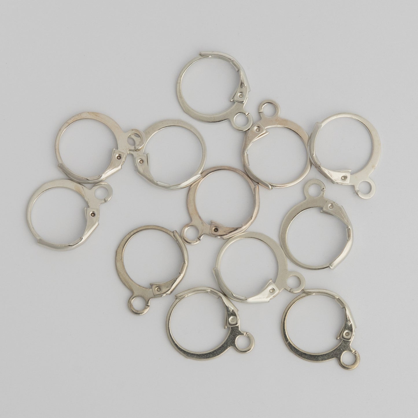 12mm Small Hinged Silver Huggie Hoops Findings 12 Pack