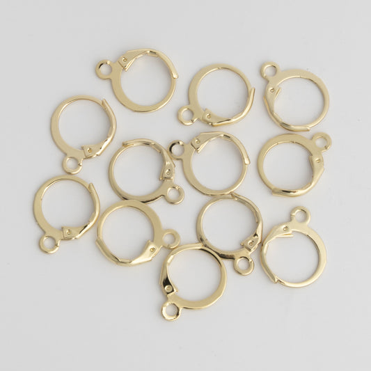 Gold Huggie Hoops 12mm Hinged  Earring Findings