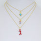 Blue Opal Tortoise Red Coral Coke Pendant charm, Sku#LD765