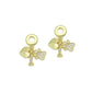 Clear CZ Gold Heart Paw Dog Bone Pendant Large Hole charm, Sku#LD774
