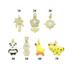 Clear CZ White Pearl Palm Tree, Gold Flower Panda Sun pearl Dollar sign Charm Pendant, Sku#LD775