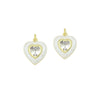 White Mother of Pearl with CZ Center Heart  Heart Pendant charm, Sku#LK1282