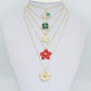 Lucky flower horseshoe, Clover Flower, large red white flower Charm Pendant, Sku#LK1285
