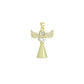 Clear CZ Cross Angel With Swings Charm Pendant, Sku#LK1294