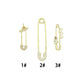 Clear CZ Safety Pin Shape Charm Pendant, Sku#LK1296