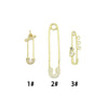 Clear CZ Safety Pin Shape Charm Pendant, Sku#LK1296