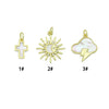 Mother of Pearl Cross Clouds Sun Pendant charm, Sku#LX924