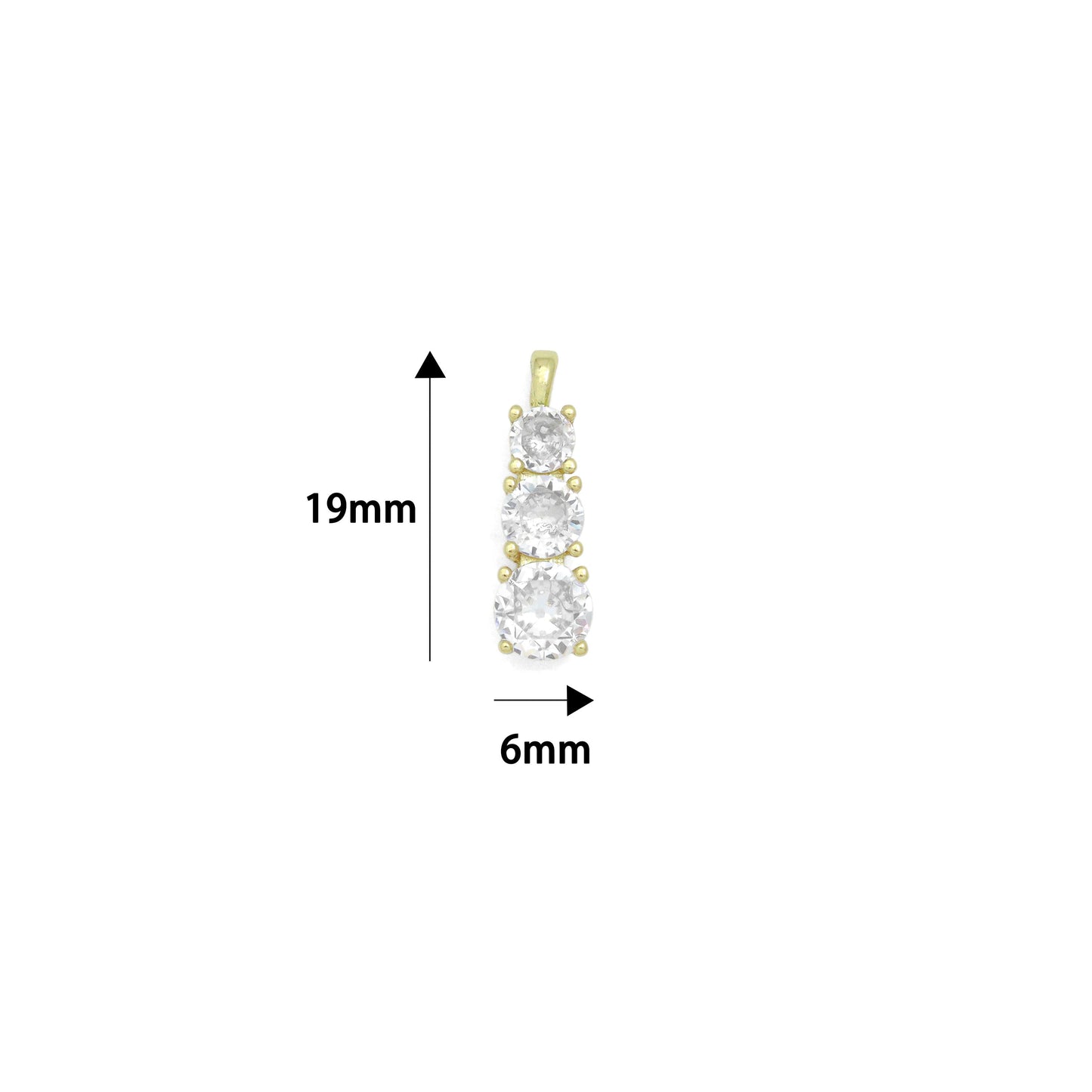 Triple CZ Bar Pendant charm for Necklace Bracelet Jewelry Making Supply, Sku#LX927